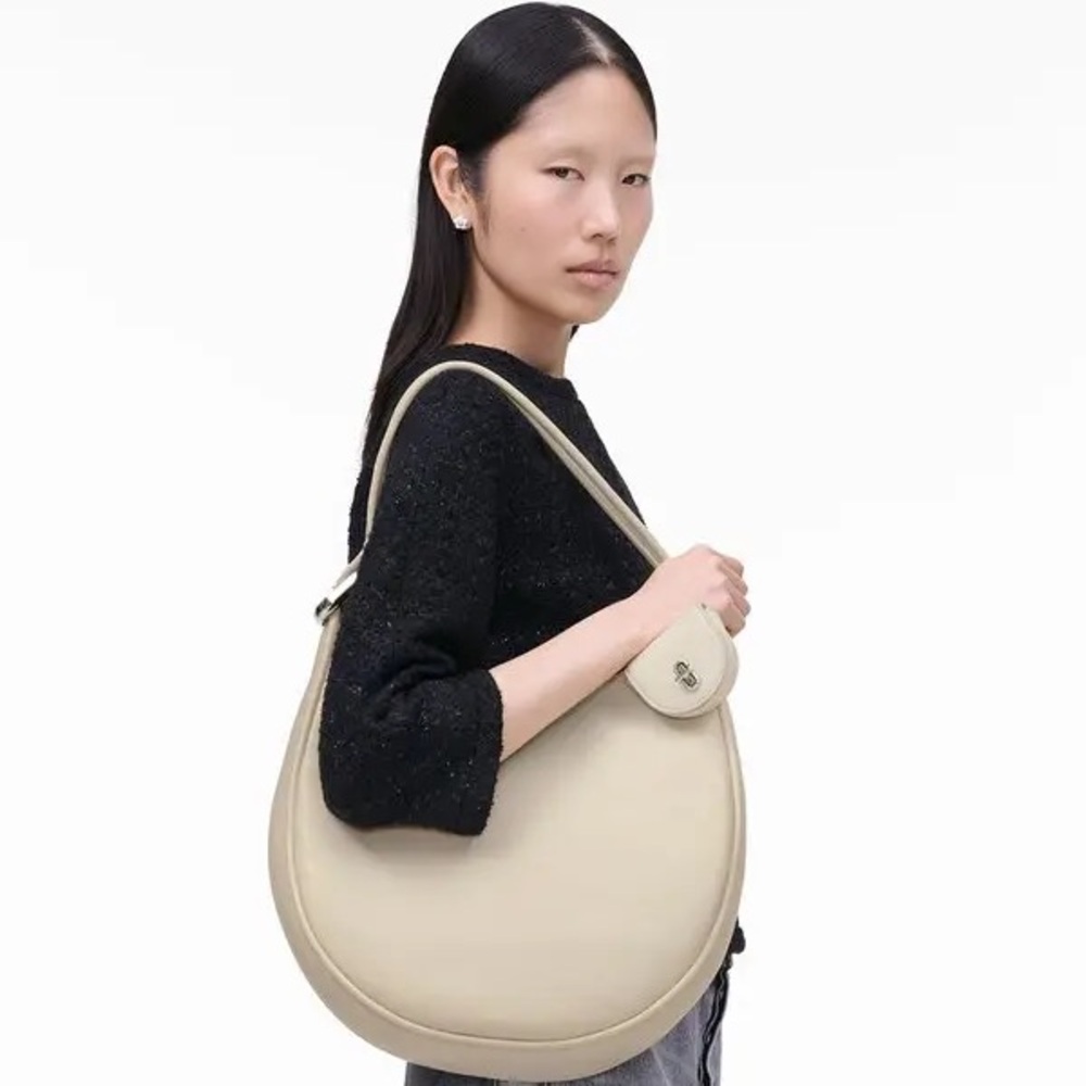 Marc Jacobs Cream Crescent dual hobo Shoulder Bag w AirPod charm case